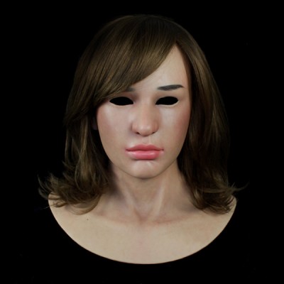 (SF-N14) Soft Silicone Realist Human Face Crossdress Full Head Female/Girl Sexy Doll Fetish Mask